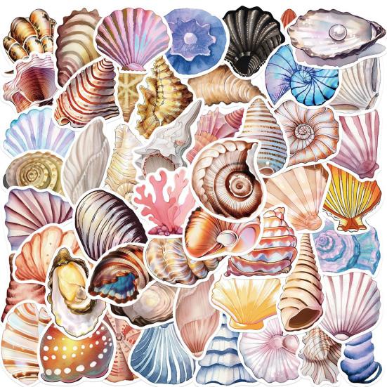 

50Pcs Shell Conch Cartoon Stickers Ocean Theme Graffiti Sticker Guitar Laptop Luggage Scrapbook Car Phone Case DIY Decorative Stickers