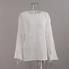 Hollow Knitted Shirt Spring/Summer Perspective Thin Large Round Neck Trumpet Sleeve Knitted T-shirt