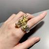 Retro Style Golden Dragon Statement Ring with Comfortable Ring Fashion Accessory Adjustable Band for Men and Women