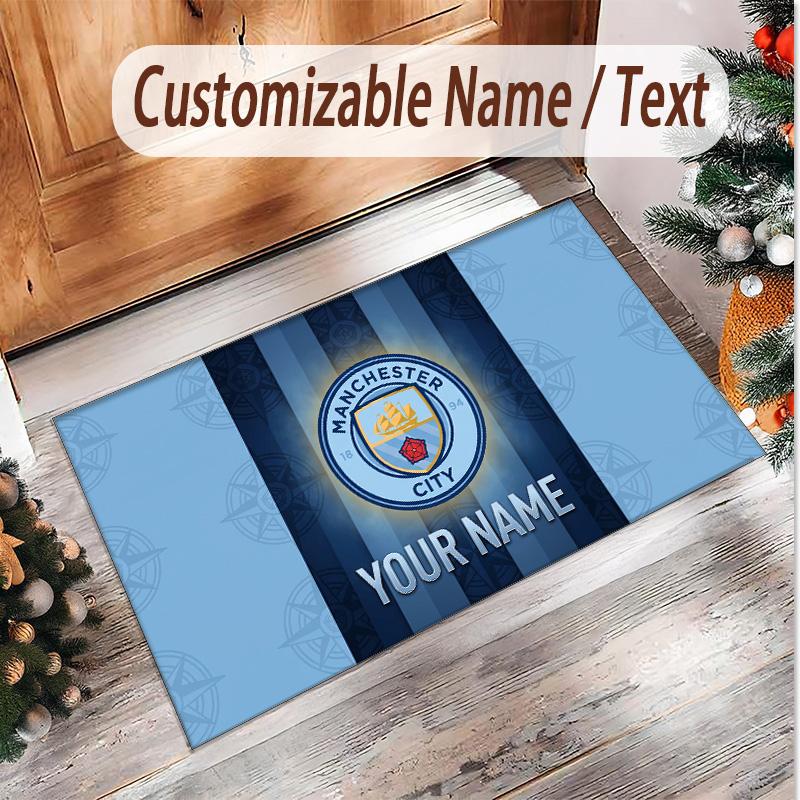 Personalized Crystal Velvet Carpet Manchester City Pattern Non Slip Floor Rug