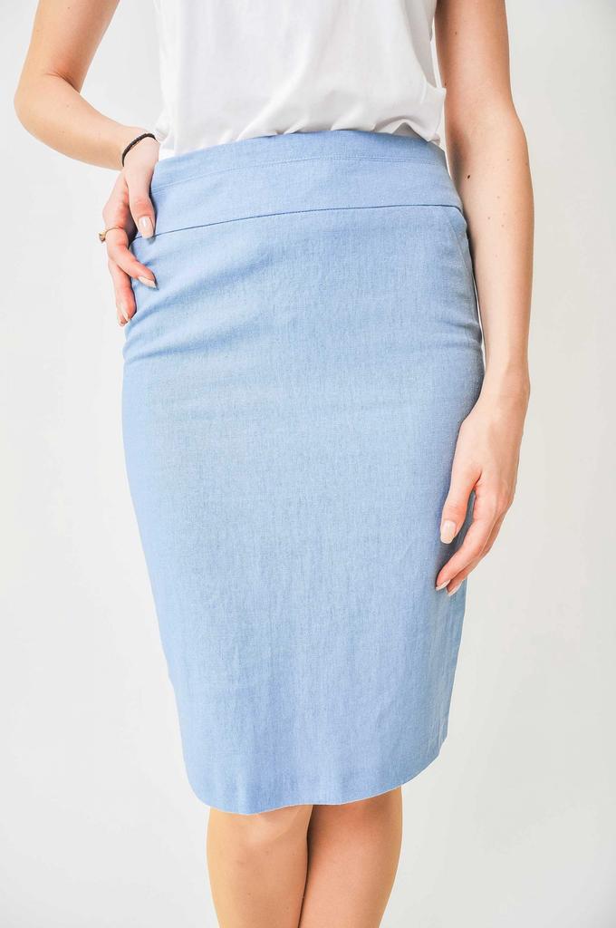 Gonna classica in lino al ginocchio