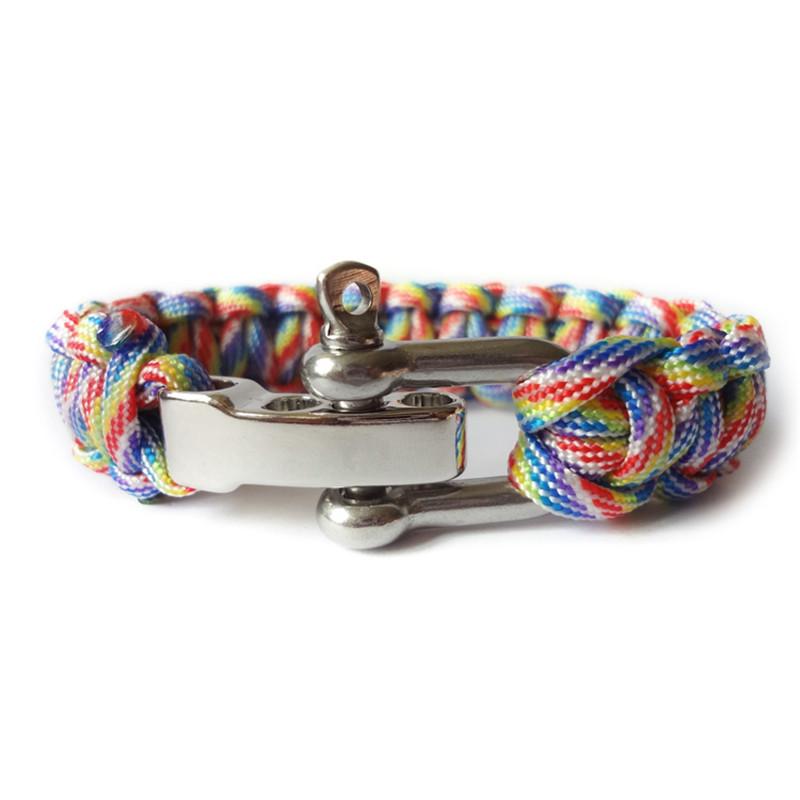 Pulseira de Sobrevivência Ajustável para Homens Mulheres Acampamento ao Ar Livre Emergência Fivela de Aço Inoxidável Pulseira de Paracord