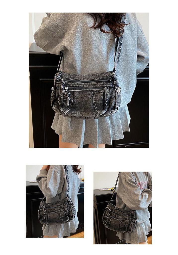 Women's 2026 Stylish Textured Denim Large Capacity Single Shoulder and Crossbody Bag