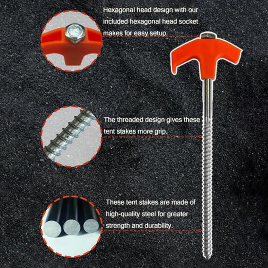 4Pcs Ground Tent Stakes Rustproof Corrosion Resistant Easy To Use Widely Used Canopy Nails Stakes Tent Pegs