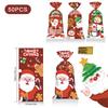 50pcs Merry Christmas Cellophane Bags With Twist Ties Xmas Clear Cello Candy Gift Bags New Year's Eve Christmas Party Decoration