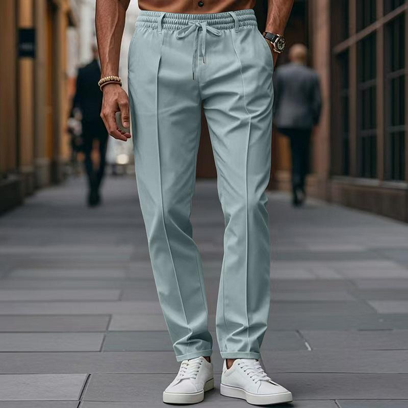 Men's Solid Color Large-Sized Form-Fitting Business Casual Pants Simple Design for Professional And Everyday Wear