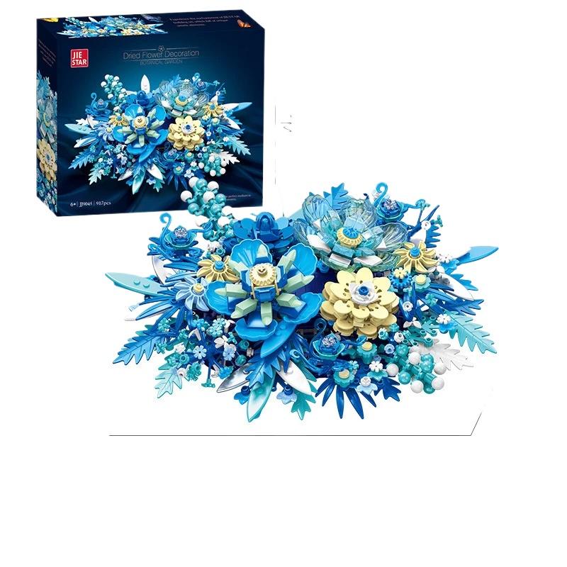 Blue Flower Block Set Plant Pot Creative Plant Collection for stasjonær eller veggdekorasjon Julegaver