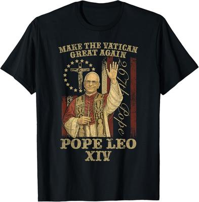 Pope Leo XIV 14th First American Pope Usa Flag Vintage T-Shirt Unisex T-Shirt