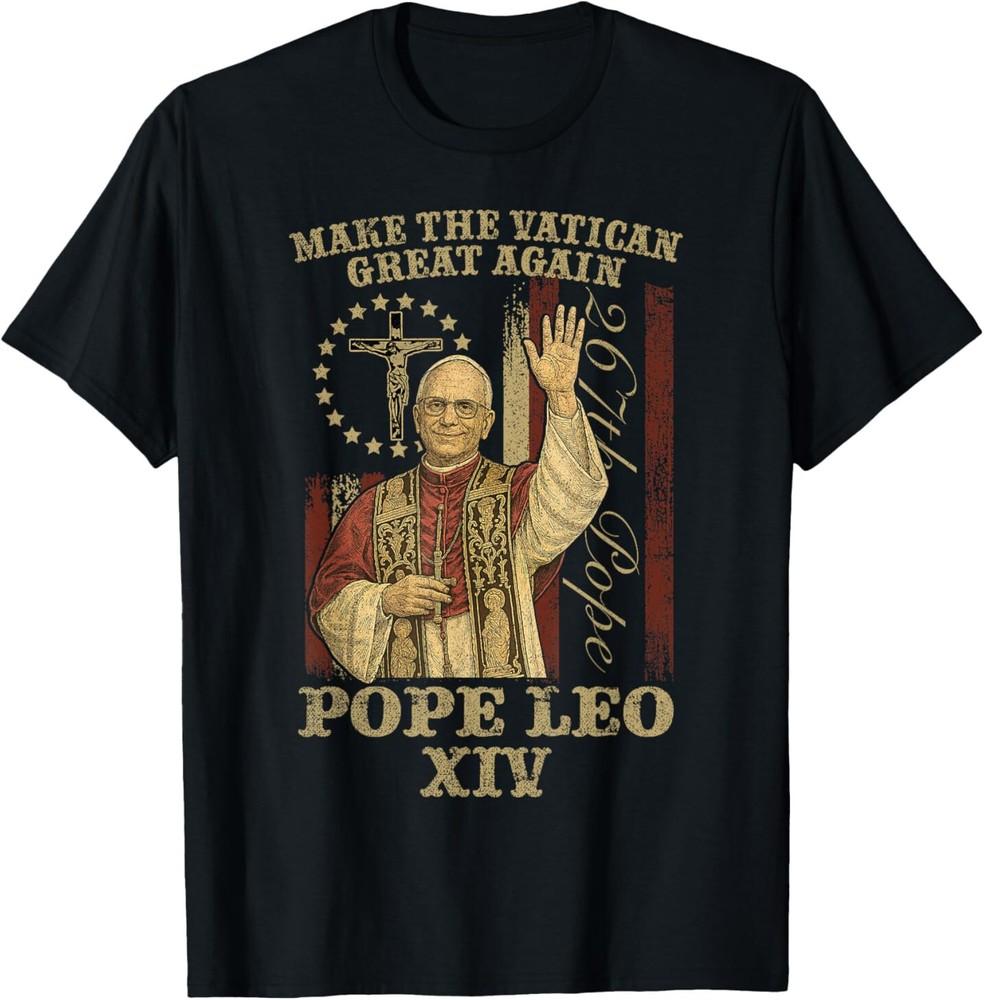 Pope Leo XIV 14th First american pope usa flag vintage T-Shirt Unisex T-Shirt XL