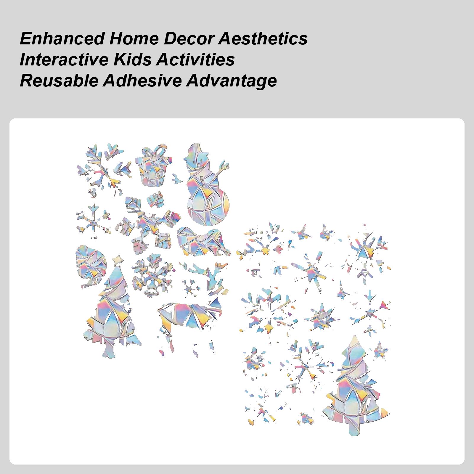 

Colorful Anti-collision Static Glass Sticker Christmas Reindeer Snowflake Window Sticker Winter Home Decoration Window Sticker CN