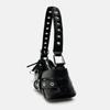 Women's Bag 2024 Spring New Black Belt Decoration Fashion Single Shoulder Armpit Motorcycle Bag Tide Small Bag