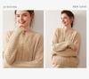 Women's Three-Ply Cashmere Sweater – Loose, Soft, Fluffy, Round Neck Pullover, Versatile Cable Knit for Autumn/Winter.
