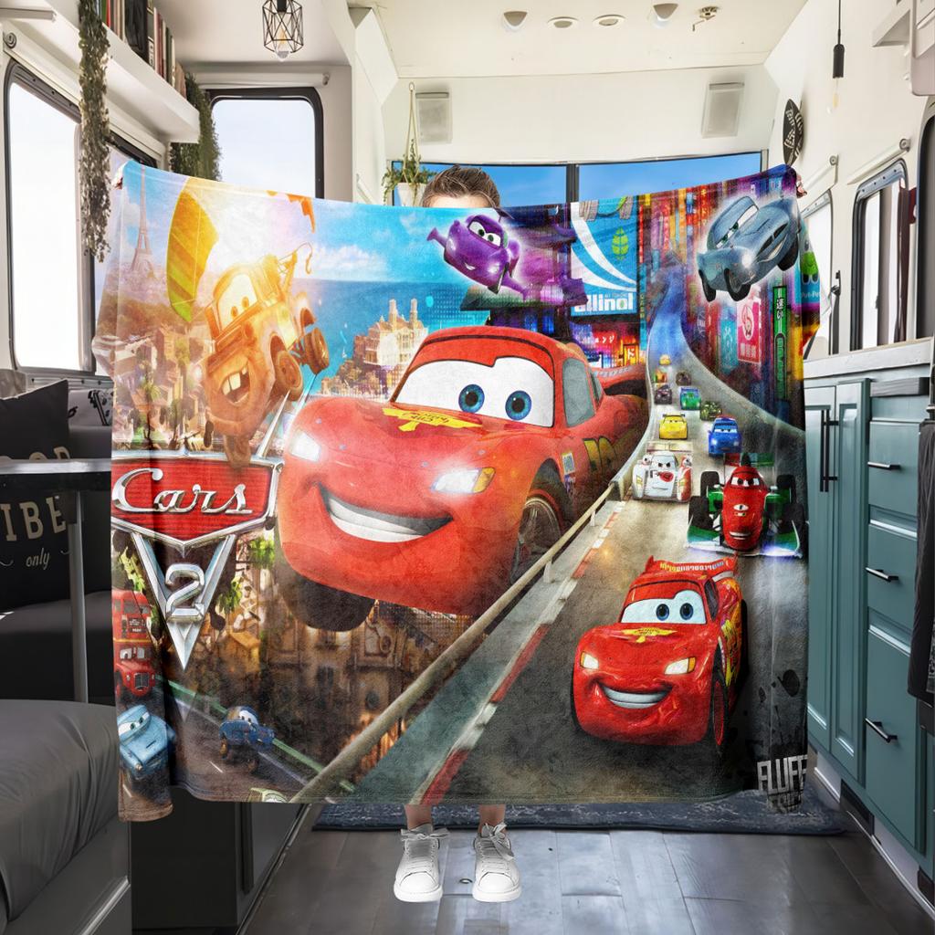 Manta de Franela con Estampado de Coches Estilo Dibujos Animados para Sofás Camas Dormitorios Sillas Viajes Pícnics Decoración del Hogar Todas las Estaciones Nuevo Set