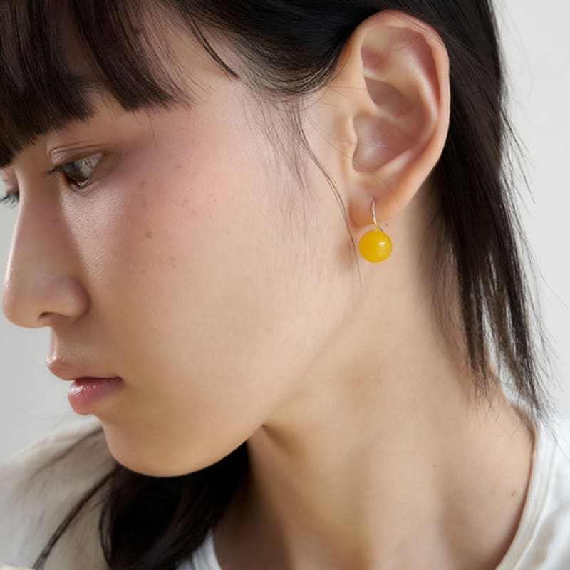 geegee [silver925] amber hook earring