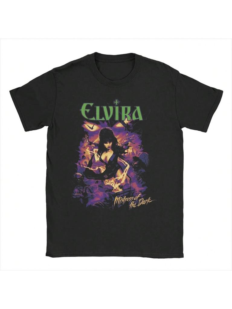Film Elviras Mistress Of The Dark T Shirt Men Women's Pure Cotton T-Shirt Horror Comedy Tee Shirt Short Sleeve Clothes Classic