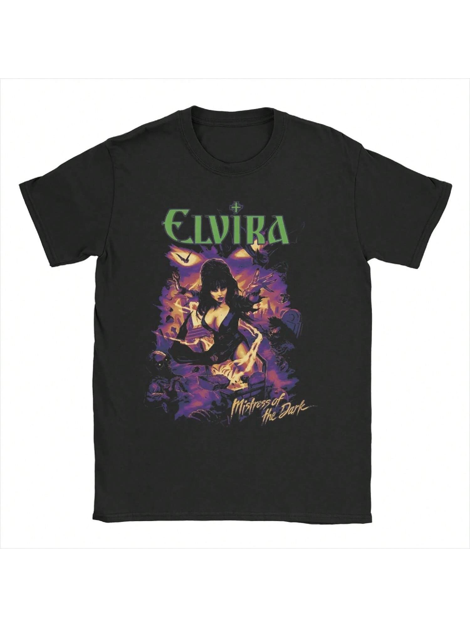 

Film Elviras Mistress Of The Dark T Shirt Men Women s Pure Cotton T-Shirt Horror Comedy Tee Shirt Short Sleeve Clothes Classic XXXXXL чёрный