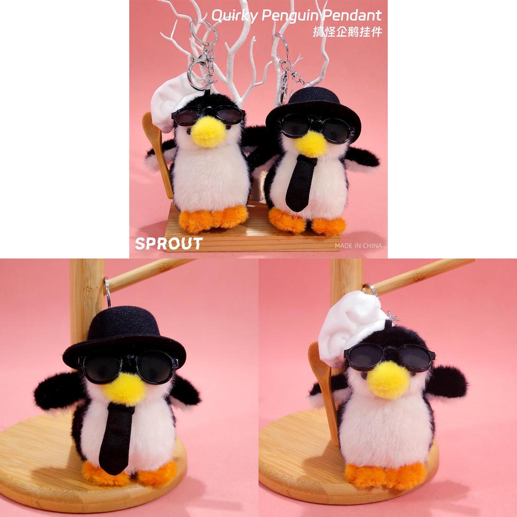 Penguin Plush Keychain With Chef Hat And Elegant Design For Gifts And Accessories