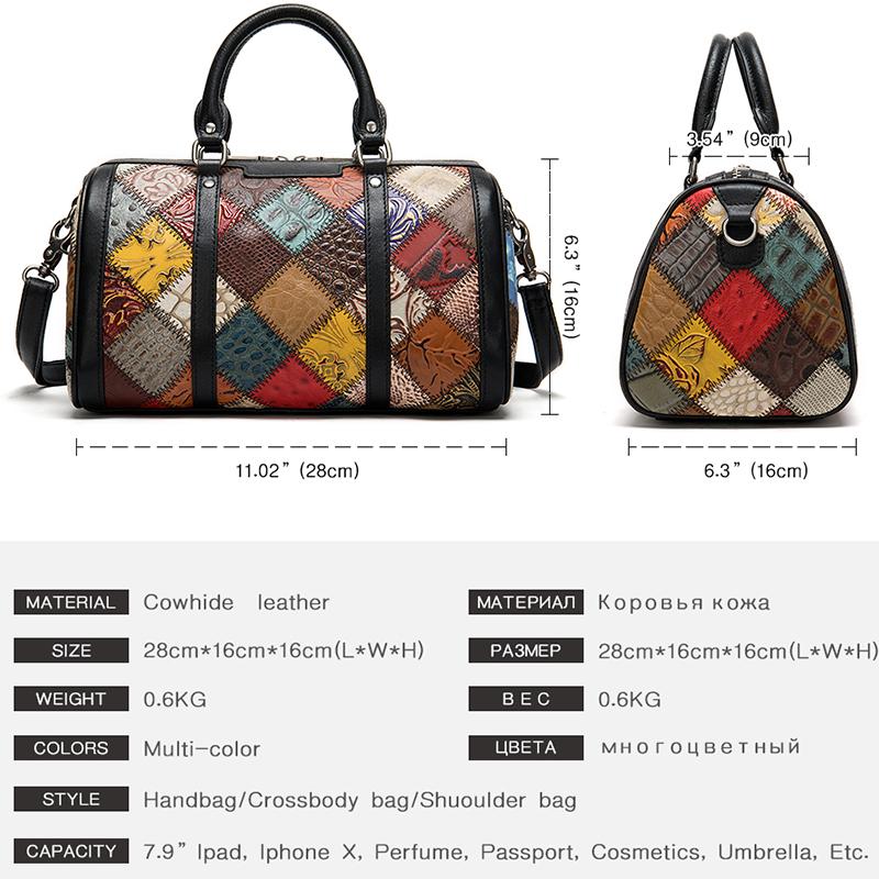 Genuine Leather Women Handbags Ins kroea fashion patchwork handbags colorful Bohemia style women totes ladies hand bag