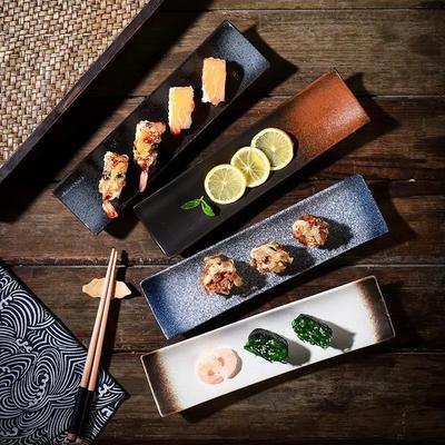 Dlouhý talíř Dezertní talíř Keramický talíř na sushi v japonském stylu Stolní nádobí pro restaurace a grilování Hotelové domácí talíře na ryby