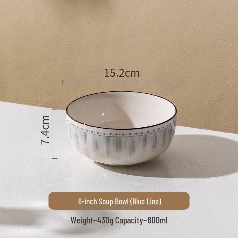 High-End 8-Inch and 6-Inch Ceramic Soup and Noodle Bowls, 2025 Luxury Collection