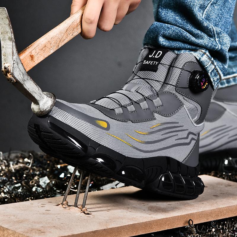 High-Top Indestructible Work Boots Steel Toe Men's Safety Shoes Puncture-Proof Non-Slip Couple Sneakers for Men