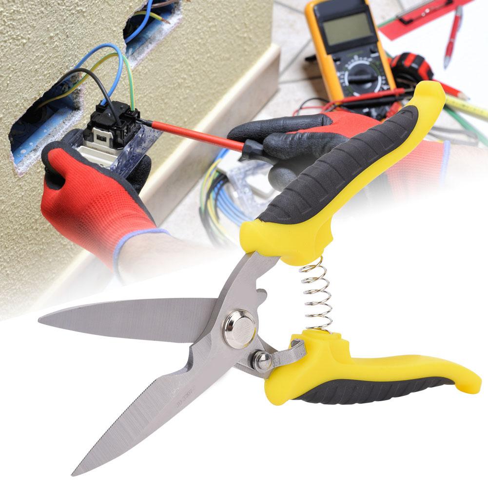 Nůžky Multifunkční Průmyslové Nerezová Ocel Žlutá Černá Rukojeť Elektrikářské Ruční Nářadí