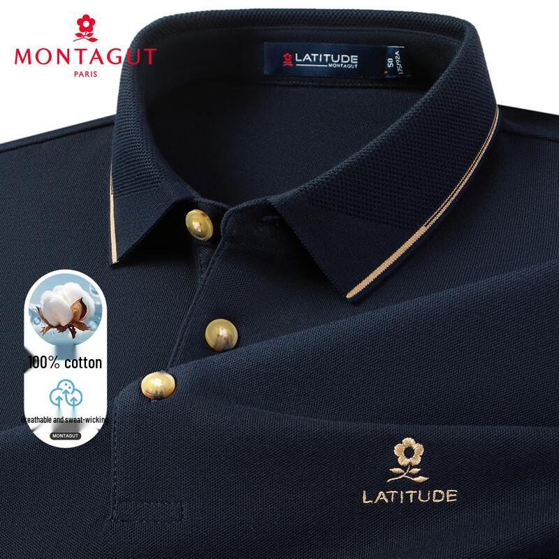 

MONTAGUT Men s 100% Cotton Long-Sleeve Polo Shirt 52