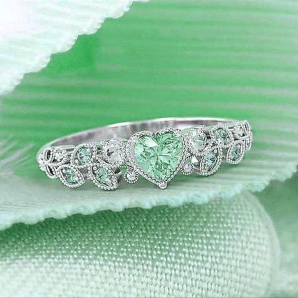 Blue Ocean Heart Zircon Ring: Women's Versatile Fashion Peach Heart Design