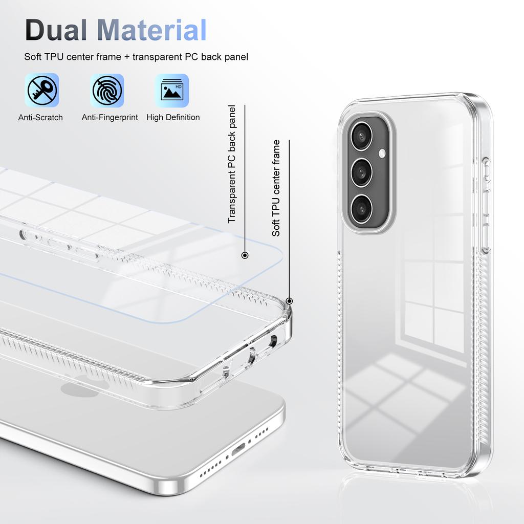 For Samsung Galaxy S24 Clear Phone Case TPU PC Anti-Slip Drop-Proof Back Cover