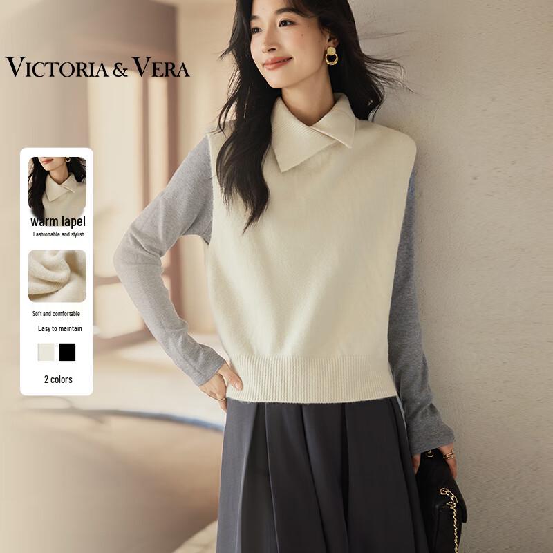 

VICTORIA&VERA Женский зимний трикотажный жилет с высоким воротником и лацканами, нерегулярной вязки M