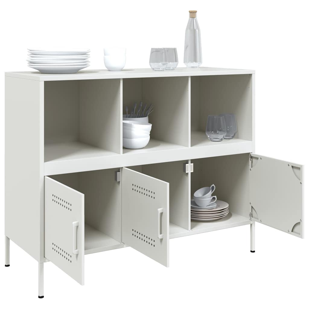 Vidaxl Szafka, Biała, 100,5X39X79 Cm, Stal