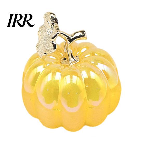 Electroplated Leaves Ornament Acrylic Simulation Pumpkin Decor, Halloween Fake Desktop Decoration for Table Car, Spooky Party Centerpiece Home Decor