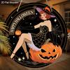 Wooden Happy Halloween Sign with Witch & Pumpkin Pattern - Unique Figurine Ornaments - Ideal for Front Door, Yard, Porch, Room Decor