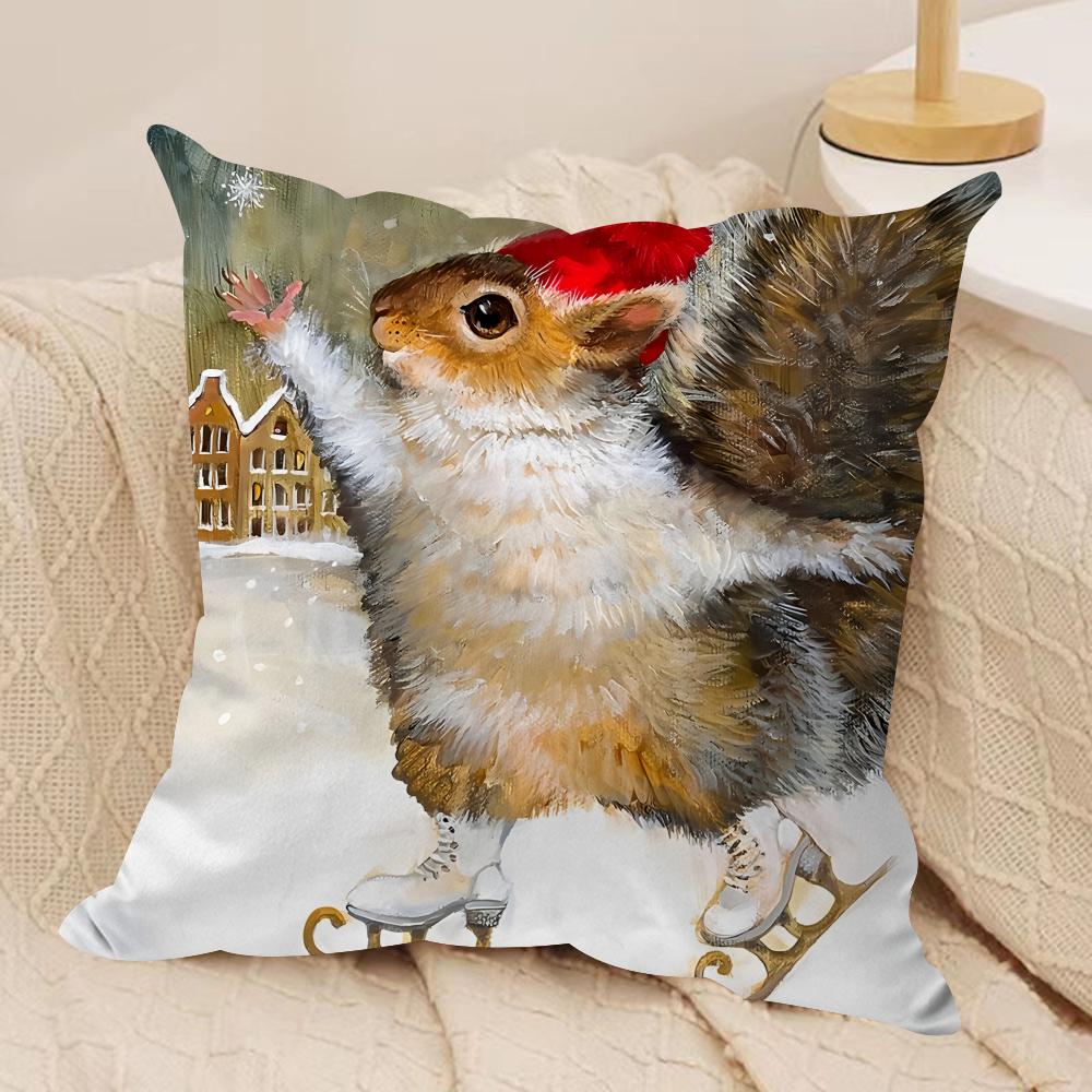 Animals Cute Retro Cartoon Cushion Cover Silky Short Plush Invisible Zipper Dustproof Sofa Pillow Case For Home Decor