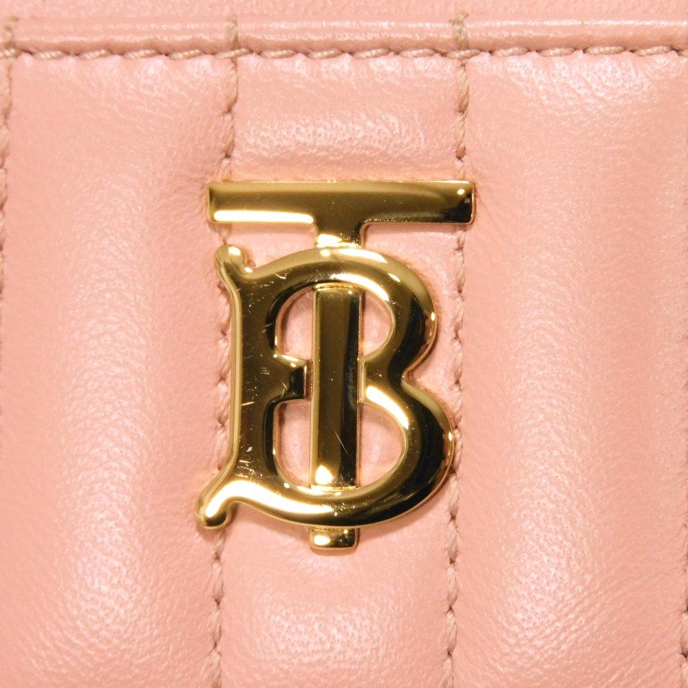 Used 11033 Laura Quilted TB Card Holder 8062371 7946 Stitched Pastel Pink Logo Dusky Pink Excellent Condition Ladies