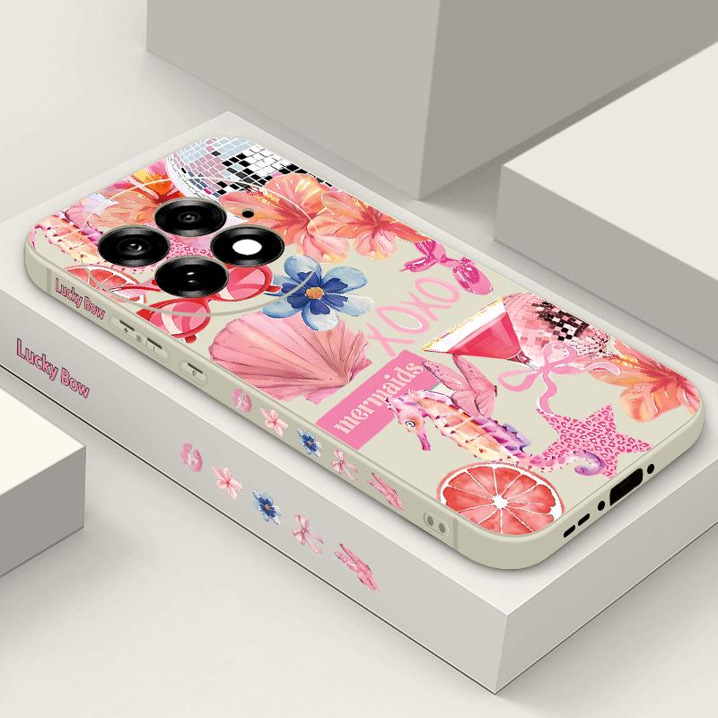 Pink Cartoon Pattern Floral Case For OnePlus 15 13 13T 12 Soft TPU Silicone Cover For Oneplus Nord 5 13R 12R 11R 5G