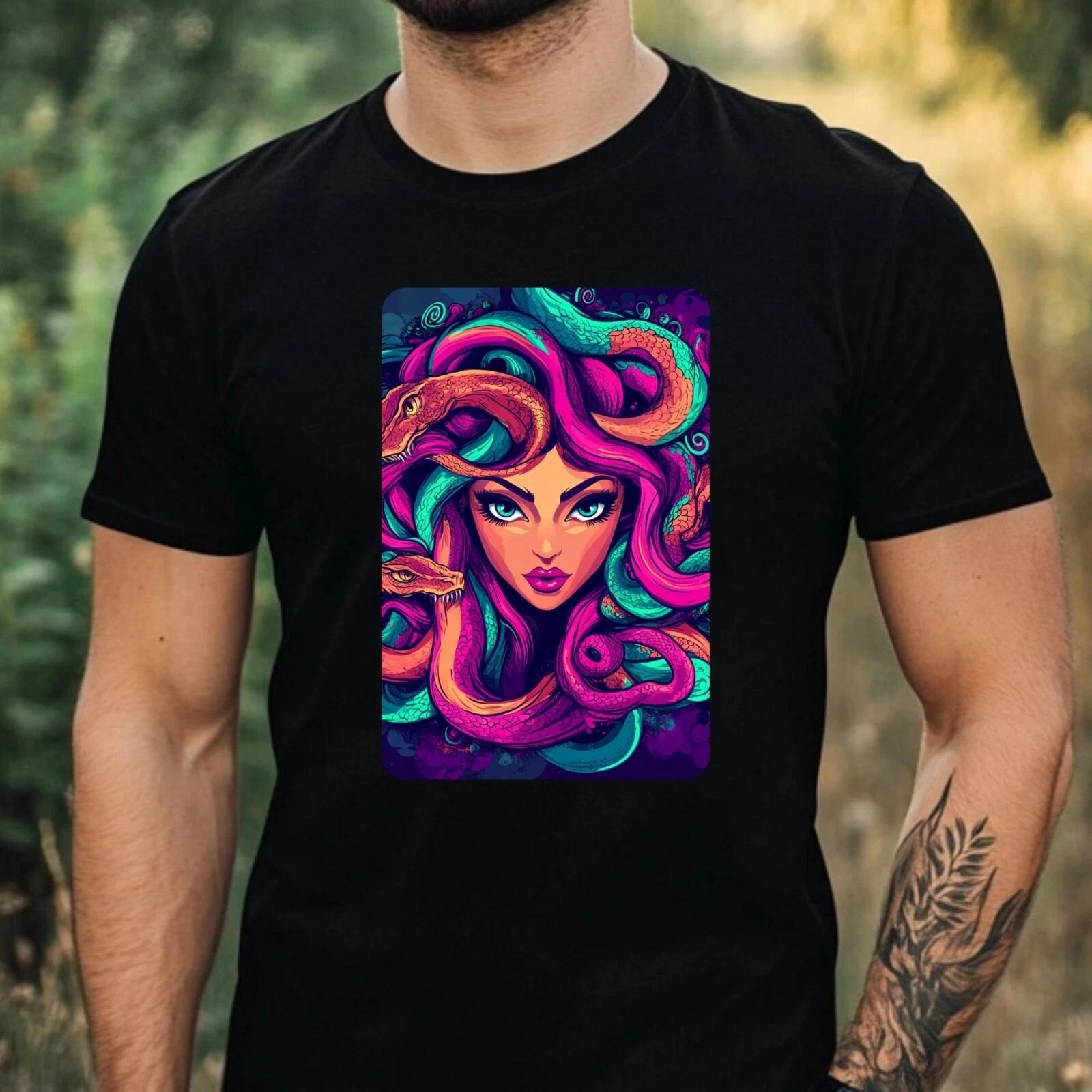 T-Shirt Herren Medusa Cartoon Motiv Baumwolle Größe XS bis 5XL XXXL