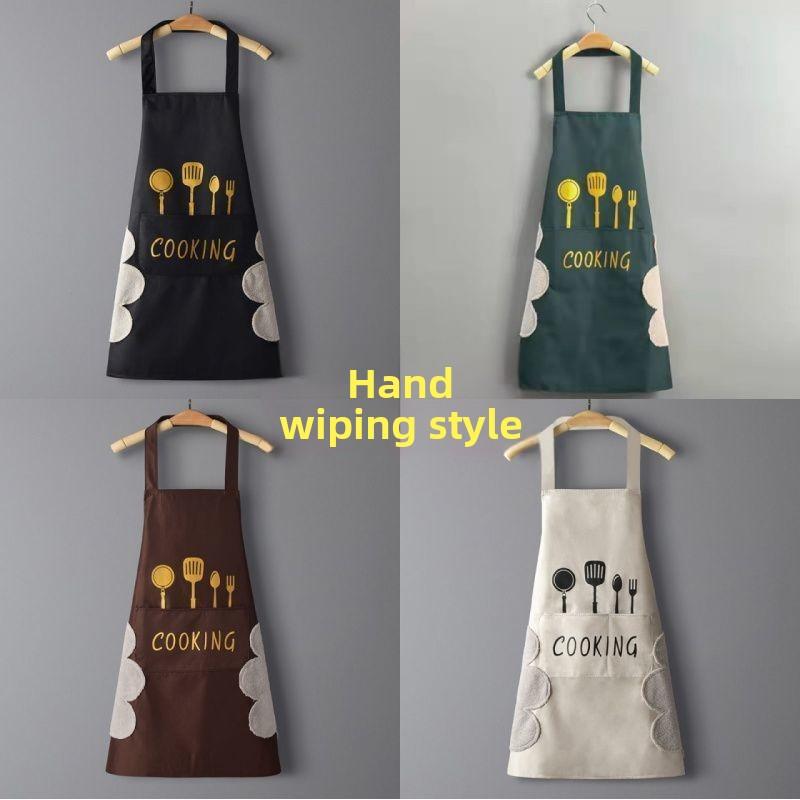 Knife Fork Pattern Waterproof Apron,Household Restaurant Kitchen Apron,Oil Resistant Hand Erasable,Fashionable Workwear Aprons