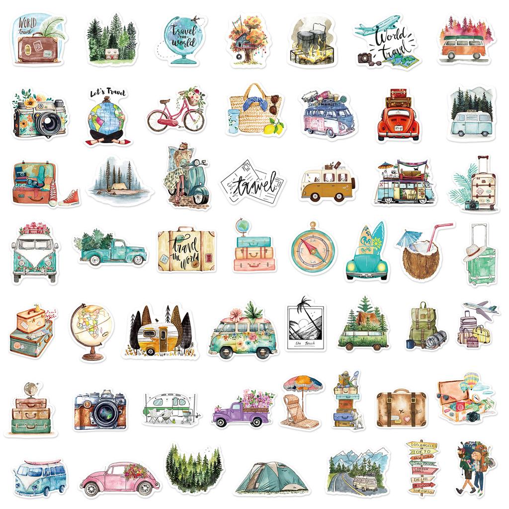 50PCS Outdoor Travel Scenery Sticker Graffiti Cell Phone Helmet Water Cup Car DIY Waterproof PVC Handbook Play Reward Stickers