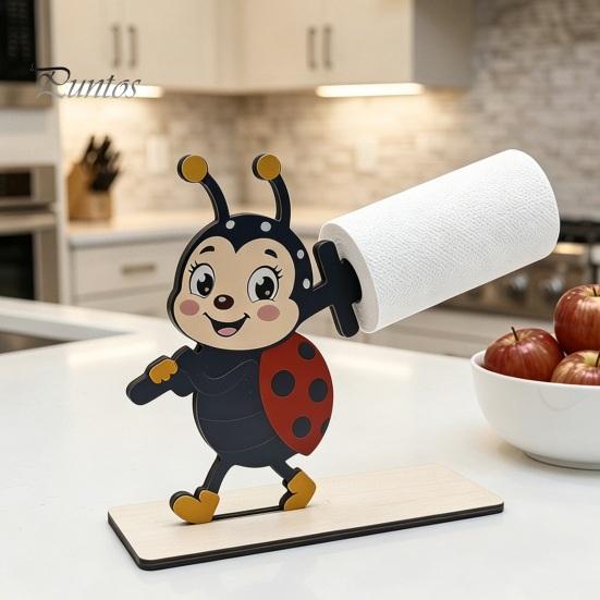 Decorative Kitchen Paper Organizer Funny Animals Wooden Toilet Holder, 3D Animal Bathroom Decor, Cute Cartoon Vertical Countertop Roll Stand