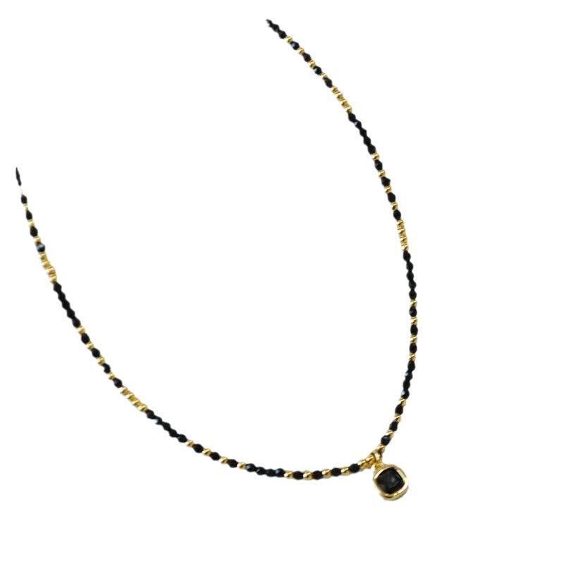 Elegant Black Agate Crystal Multi-Layered Choker Necklace for Women