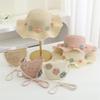 2025 Children's Summer Straw Hat & Crossbody Bag Set: Girls' Fashion, Parent-Child Fisherman Style, Wide Brim Sun Hat.
