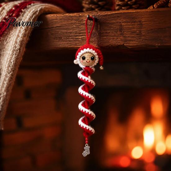 Regalo di Natale Fatto a Mano Bambola all'Uncinetto Ornamento a Spirale Kit Fai da Te, Set Artigianale Festivo con Progetto Filato Filato Morbido, Perline, Decorazione da Appendere all'Albero per Finestra