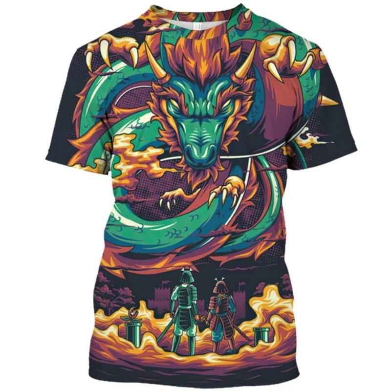 Cool Chinese Loong Pattern T Shirt For Men Dragon 3D Printed XXS
