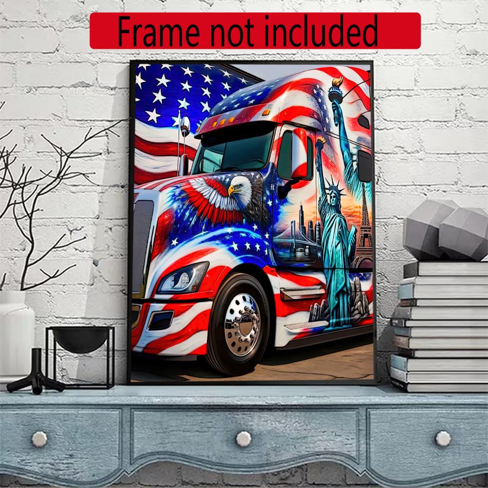 Kenworth 5D Diy Diamond Painting Round Diamond Diy Frameless Holiday Artwork Suitable For Home Office Wall Decoration