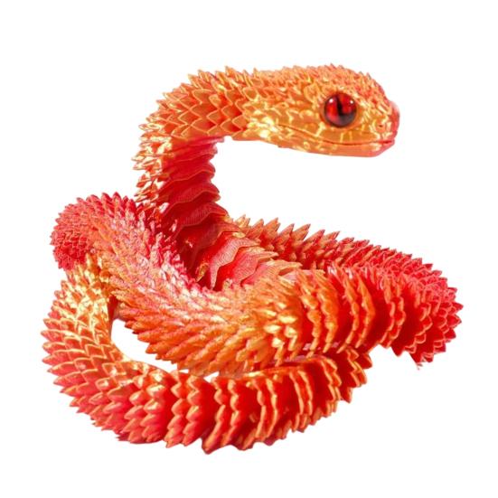Movable Joints Snake Figurine 3D Printed Articulated Toy, Flexible Jointed Statue Figurine, Realistic Fidget Toy for Desk Decor