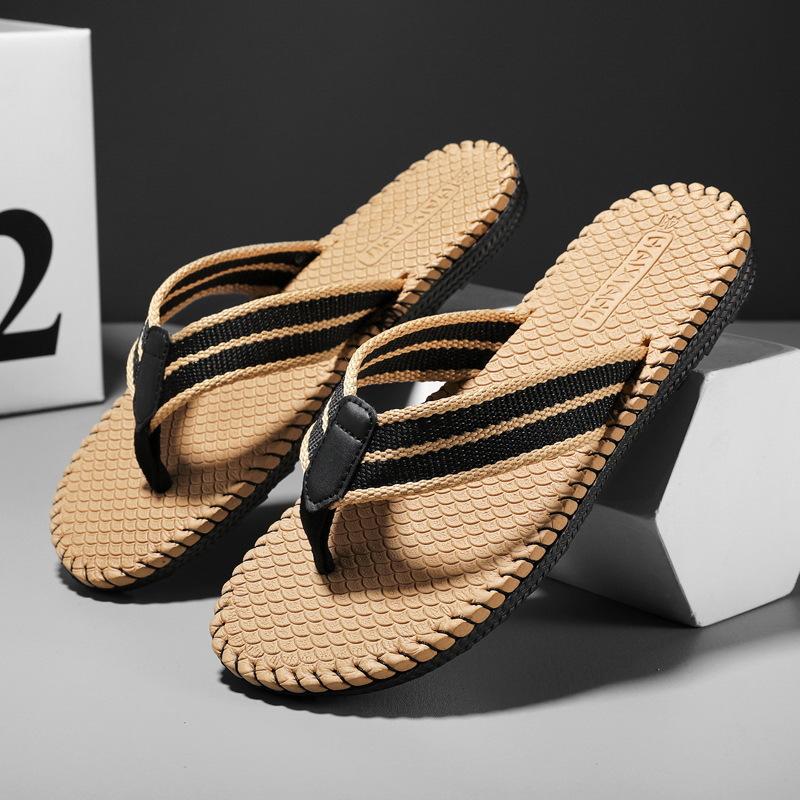 

Trendy brand seaside non-slip couple pinch sandals casual beach splint slippers men s flip-flops men s summer wear 45 коричневий