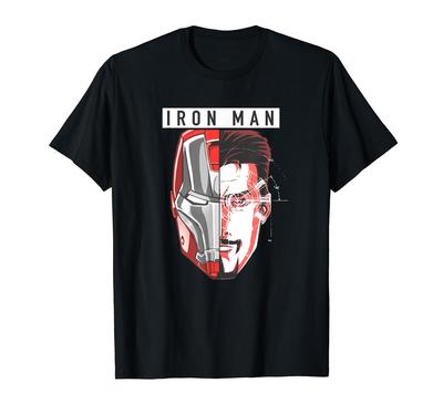 Marvel Comics Retro Classic Iron Man Tony Stark Splitface T-Shirt