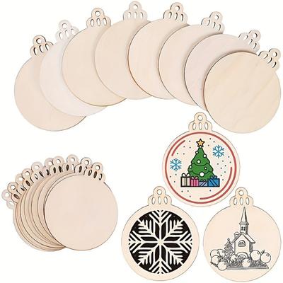 10-50pcs Christmas Wooden Slices DIY Crafts Round Baubles Tags Decorations For Home Party Xmas Tree Pendant Ornaments Supplies
