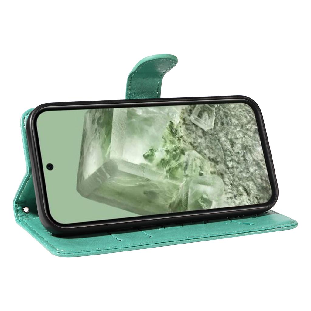 For Google Pixel 8a PU Leather Cases Flower Pattern Wallet Stand Phone Cover with Strap